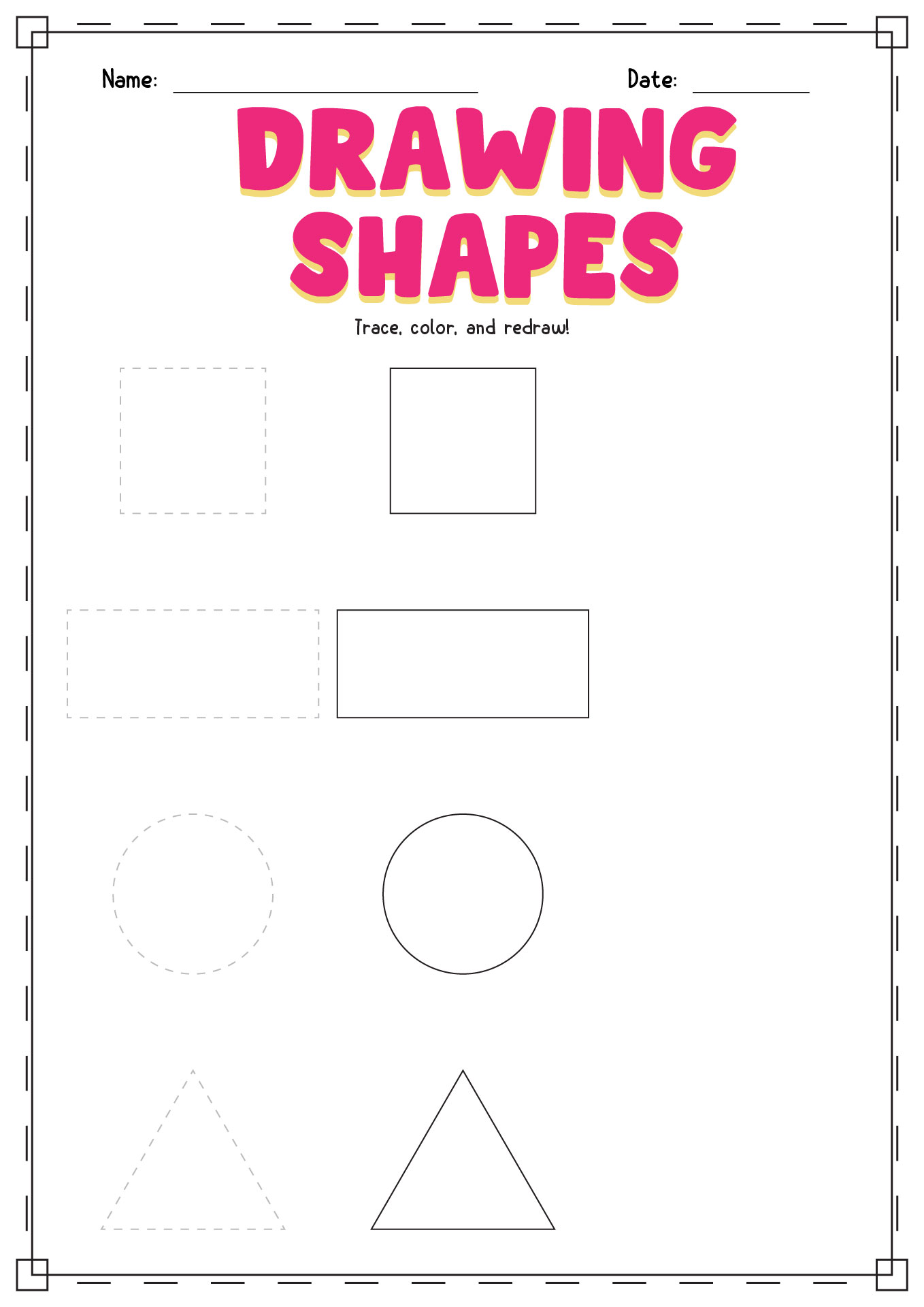 Drawing Basic Shapes Worksheets