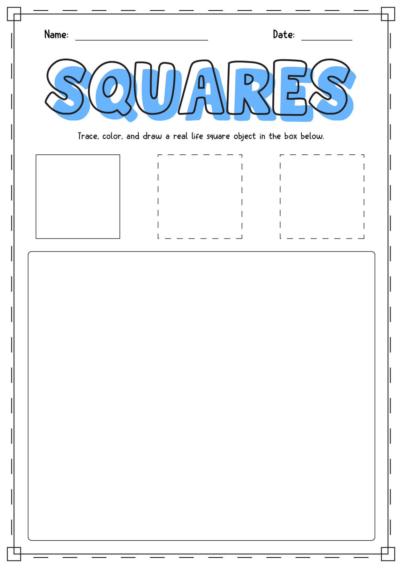 Drawing Square Shapes Worksheet