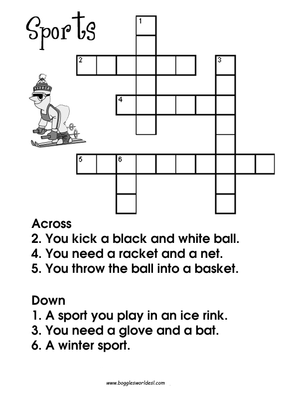 Easy Sports Crossword Puzzles Printable Image