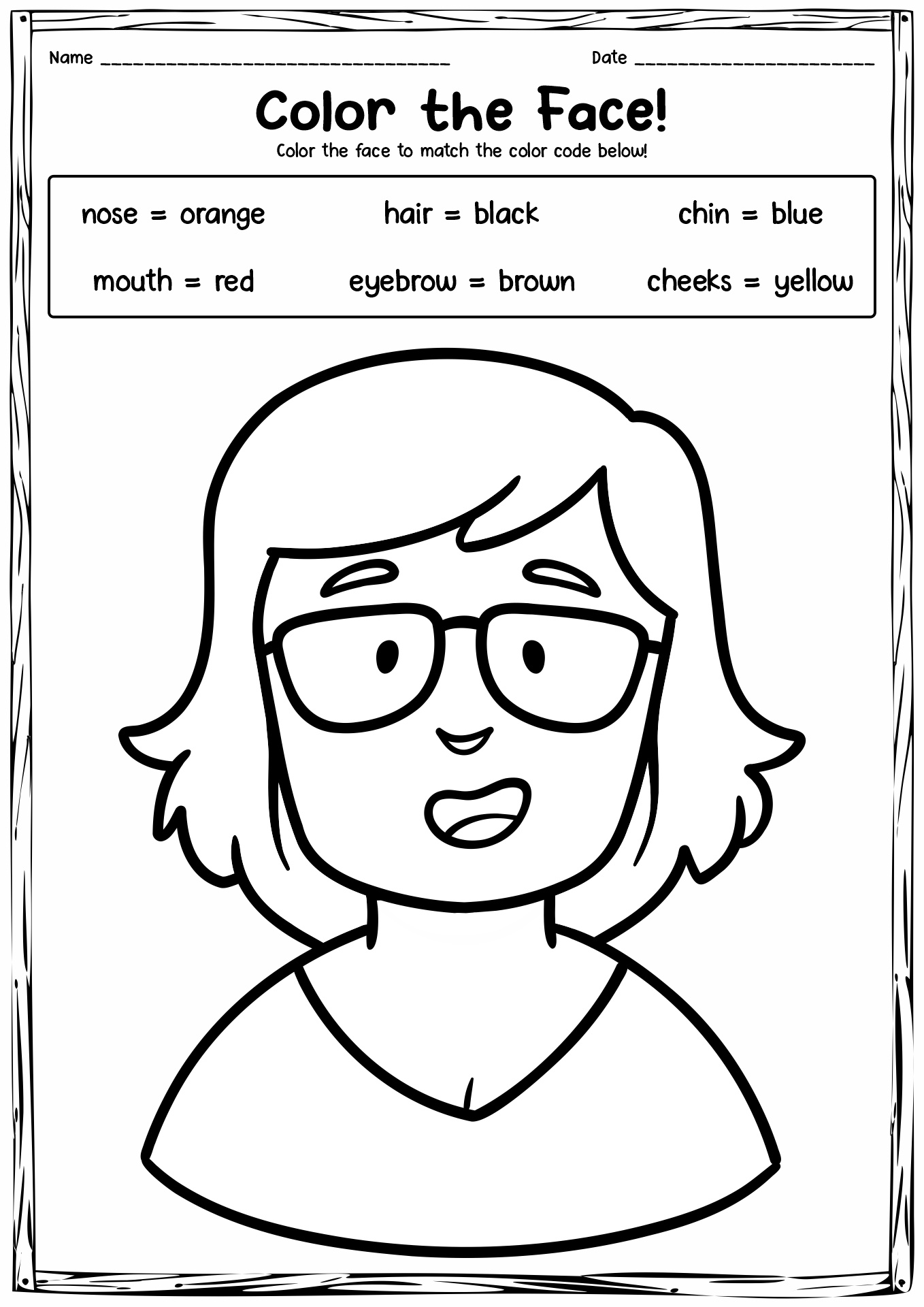 Face Worksheets for Kids Image