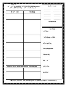 First Grade Lesson Plan Template Image