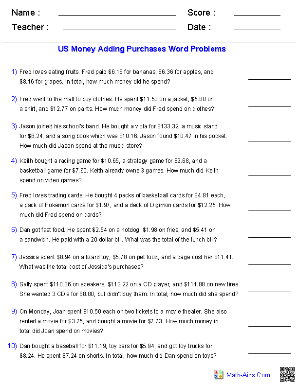 Math Word Problems Grade 3