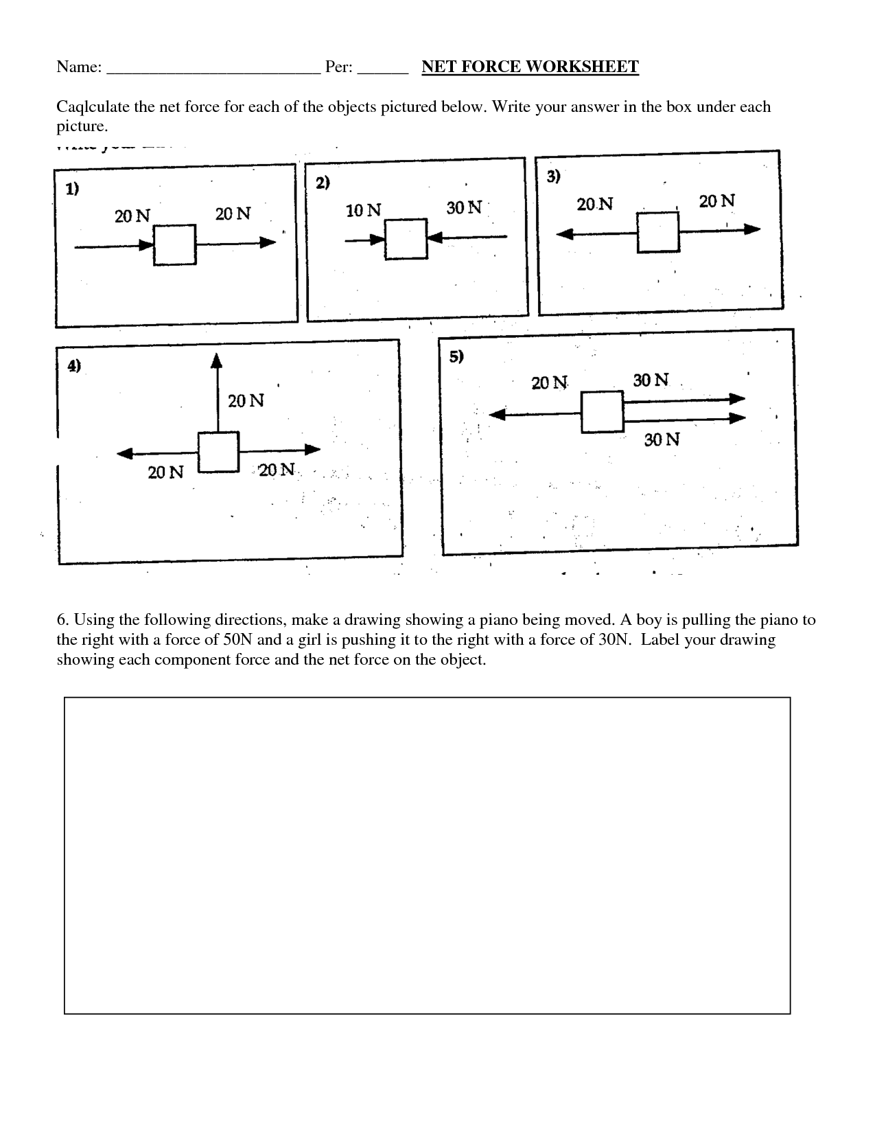 Net Force Diagram Worksheet Answers Image