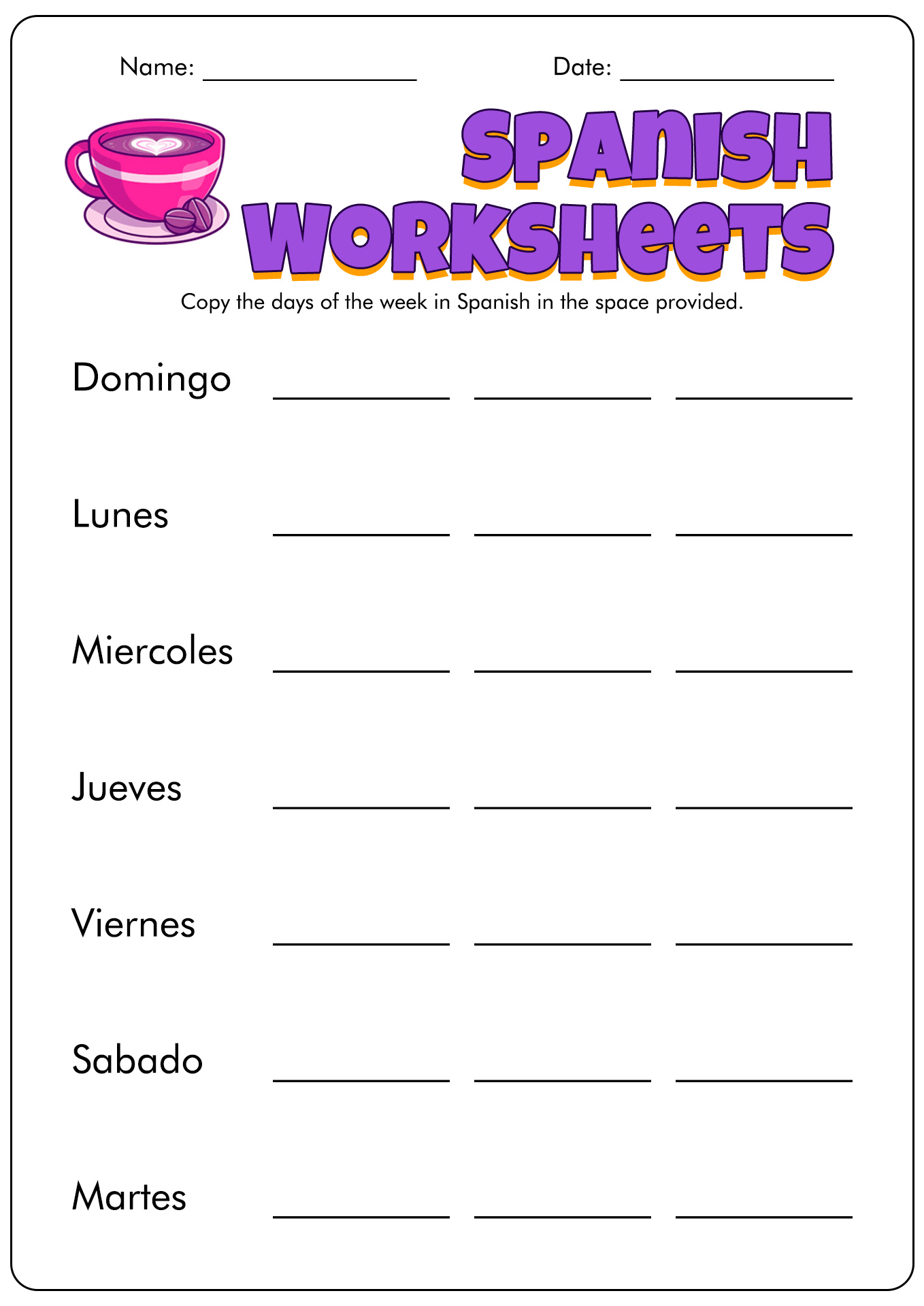 Pinterest Spanish Worksheets