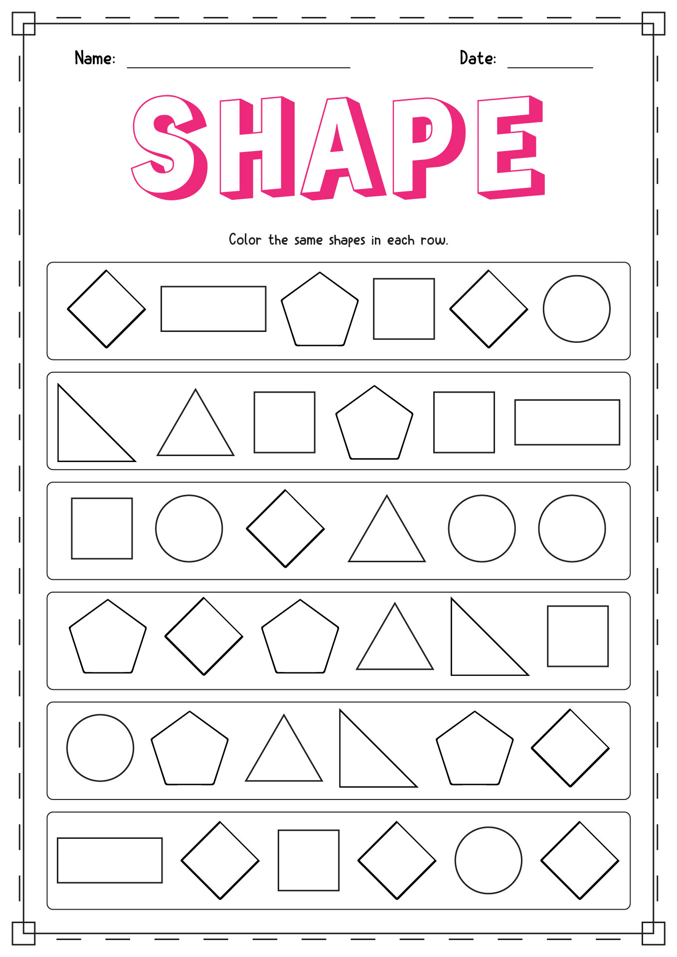 Preschool Shape Worksheet