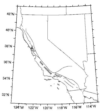 San Andreas Fault Longitude and Latitude Image