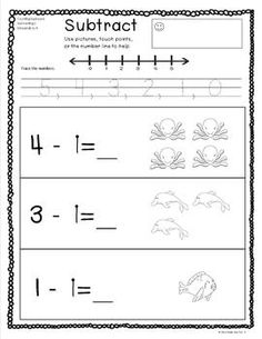 Subtraction Worksheet Touch Points Image