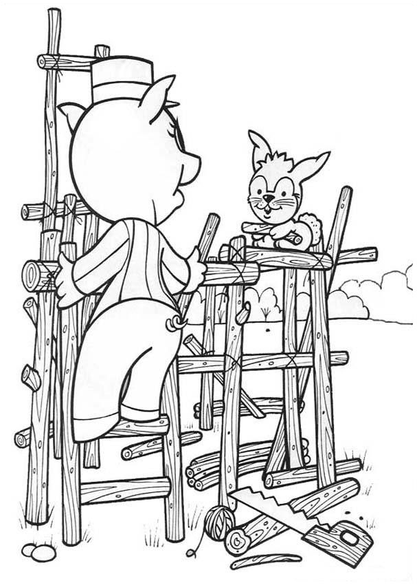 Three Little Pigs Houses Coloring Pages Image