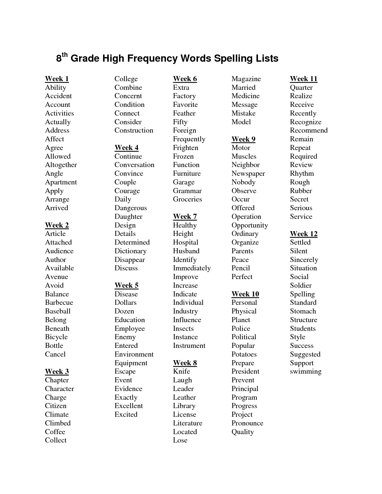 Free Printable 8th Grade Vocabulary Worksheets