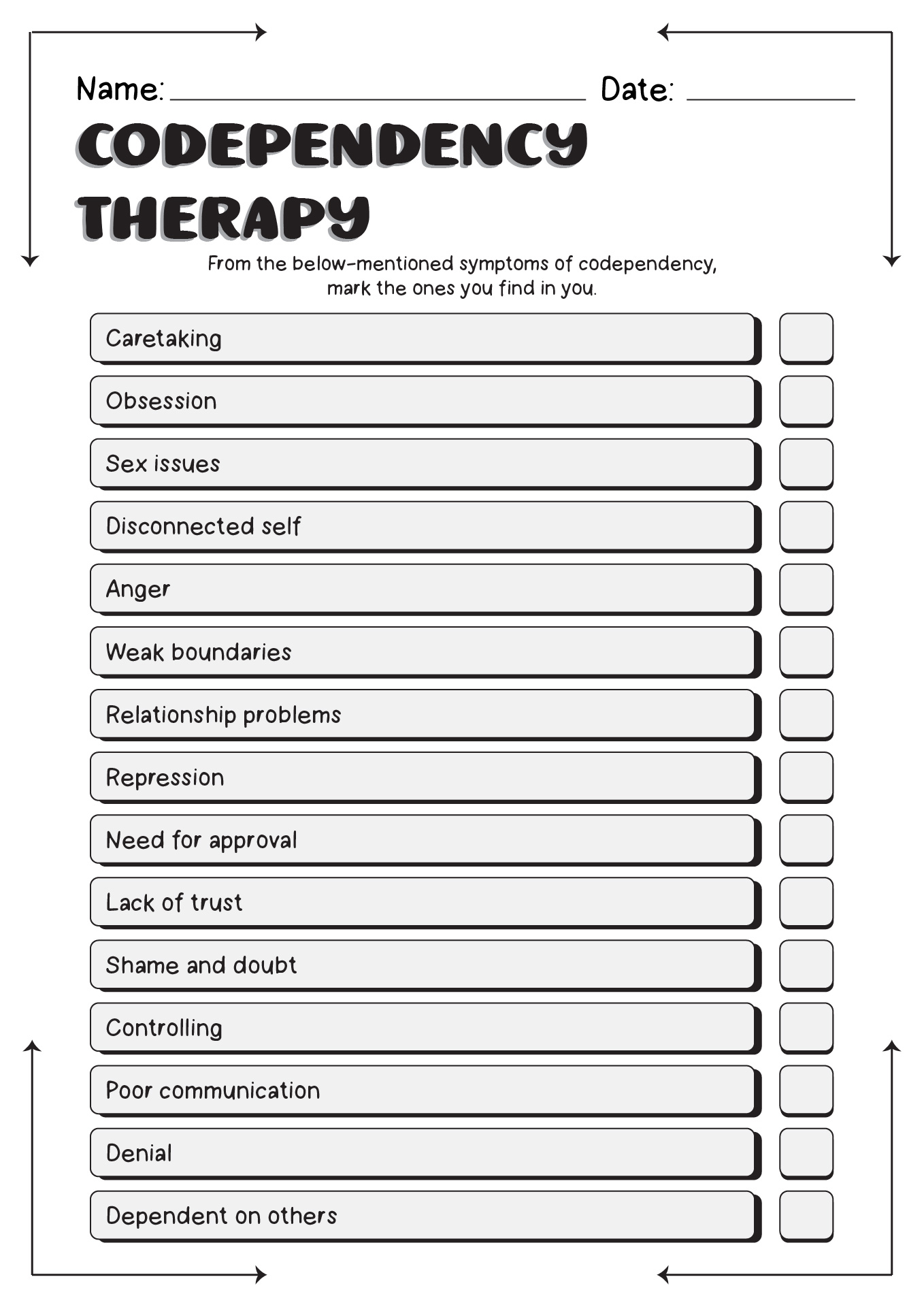Codependency Therapy Worksheets