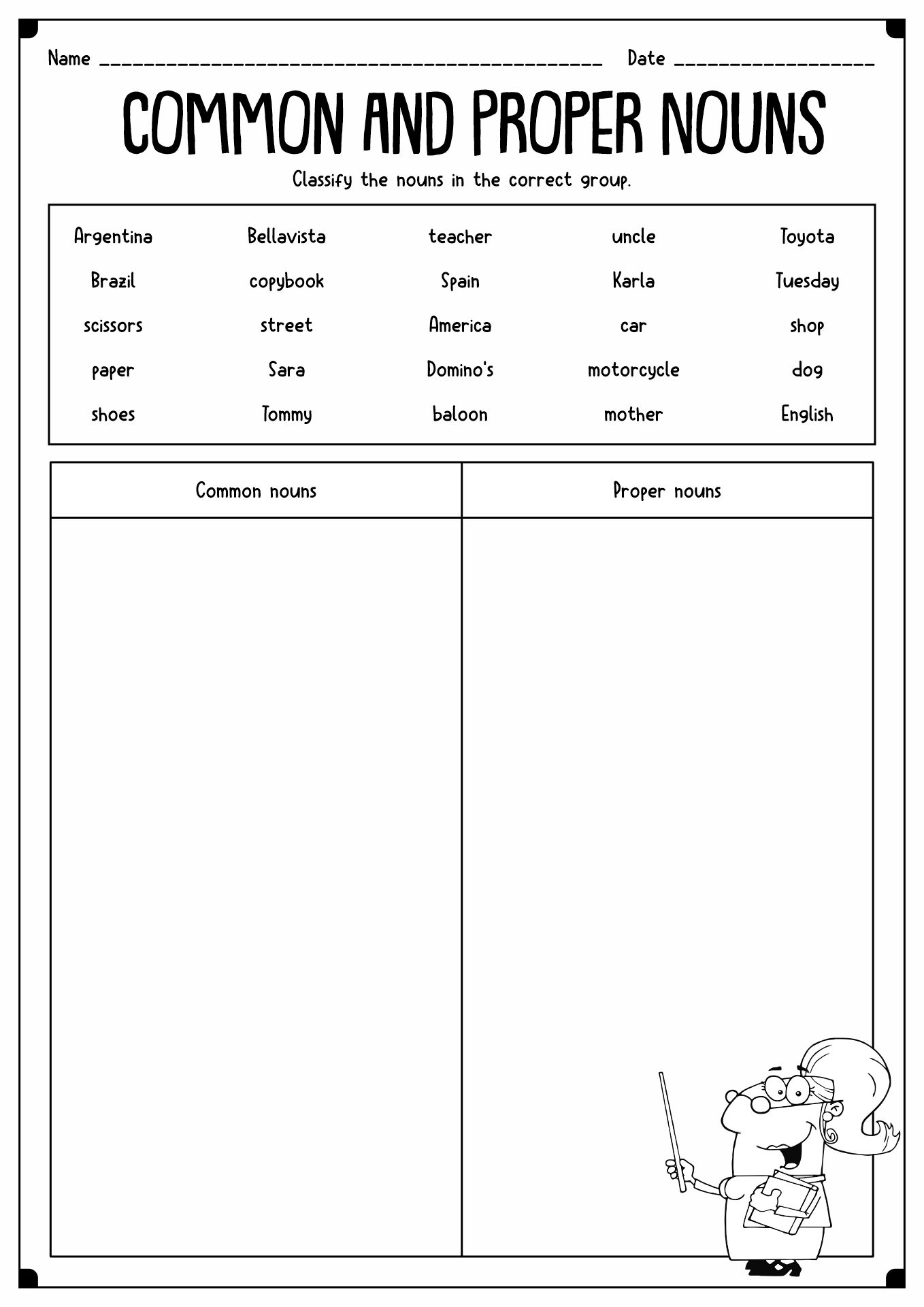 18 Proper Noun Worksheets For First Grade - Free PDF at worksheeto.com