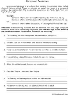 Compound Complex Sentences Practice Worksheet Image