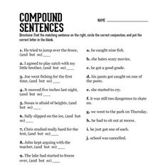 Compound Sentence Practice Image