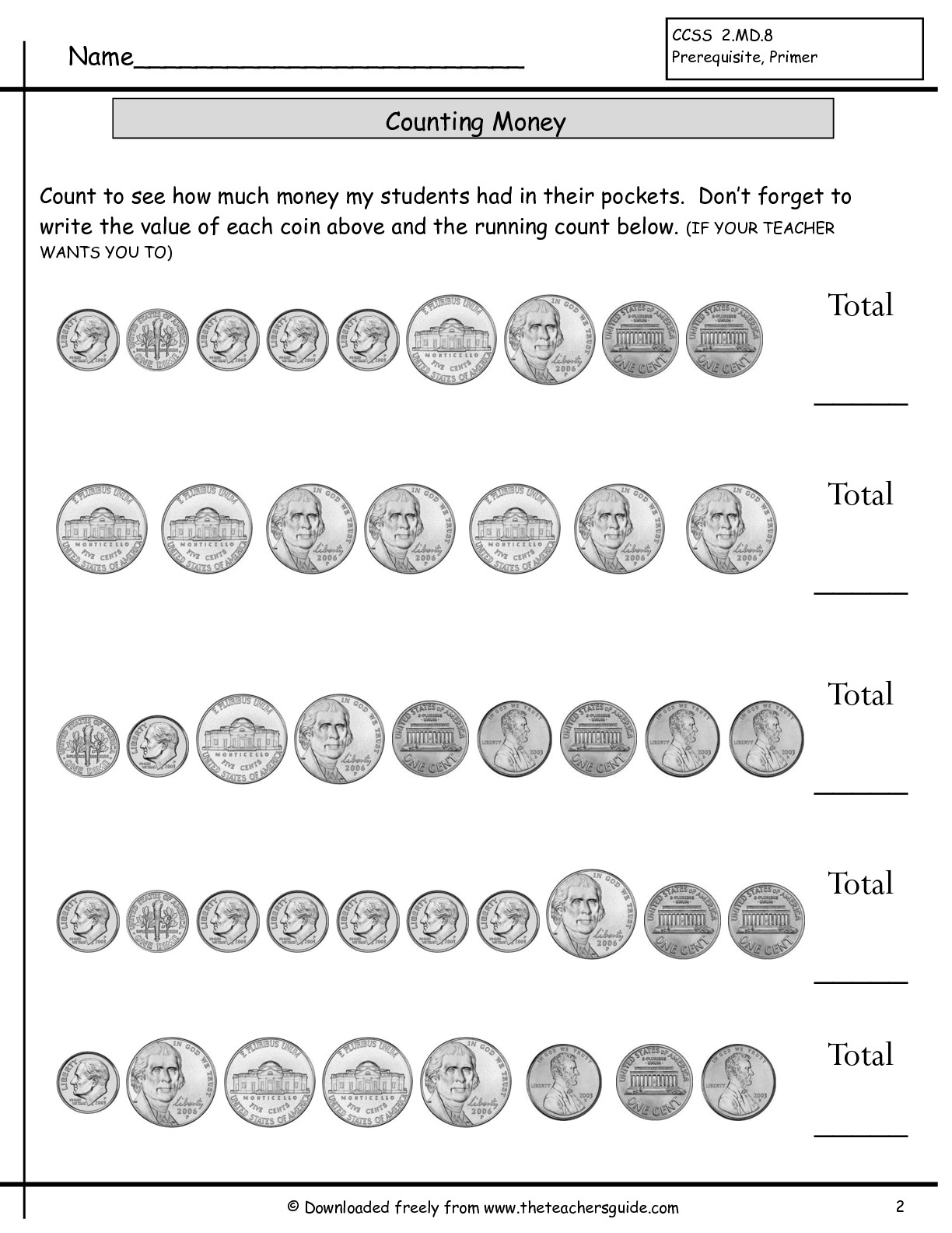 Counting Coins Worksheets