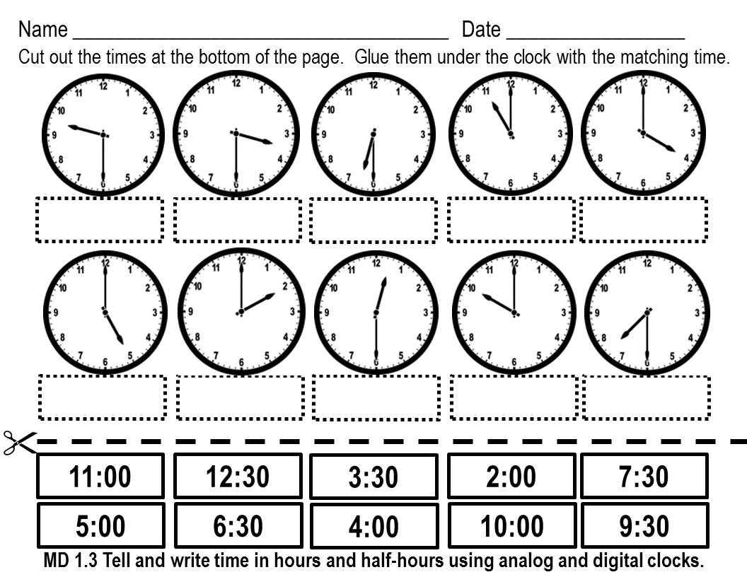 Cut and Paste Telling Time Worksheets Image