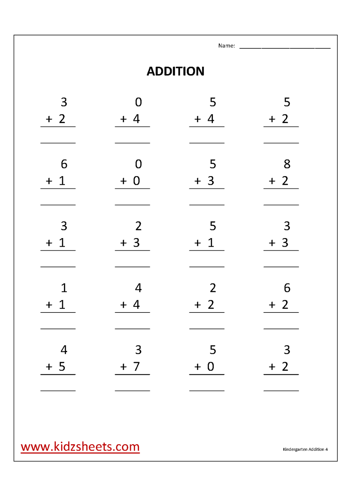 Free Printable Kindergarten Math Addition Worksheets Image