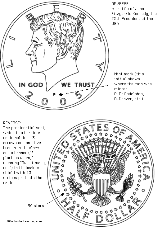 Half Dollar Coloring Page