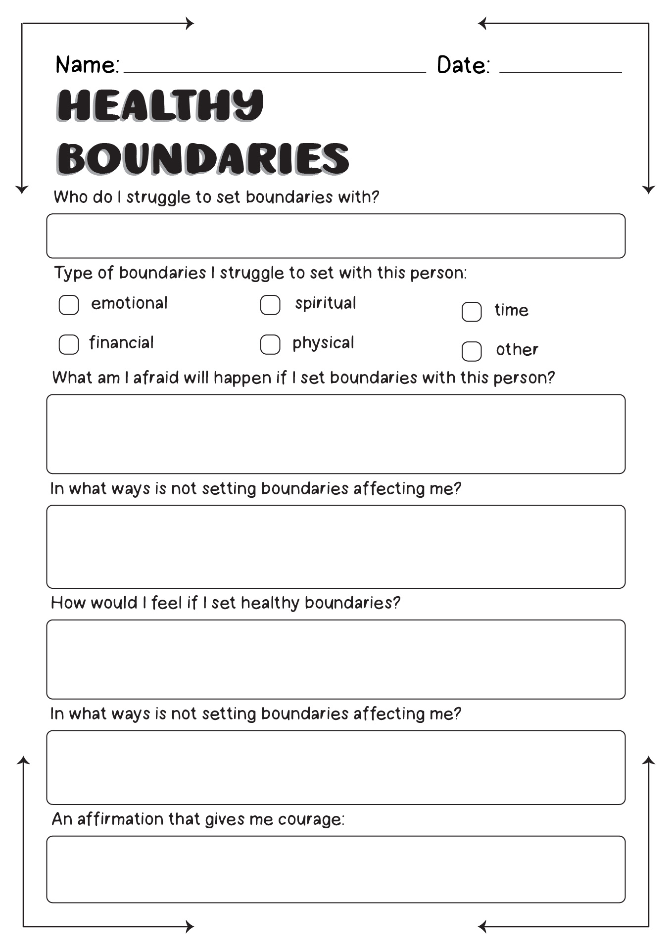Healthy Boundaries Worksheet