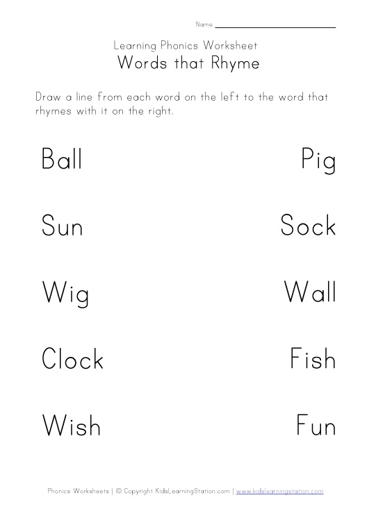 Kindergarten Rhyming Worksheets Image