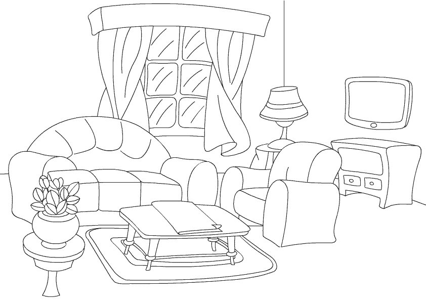 Living Room Coloring Pages Image