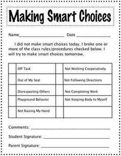 Making Smart Choices Behavior Chart Image
