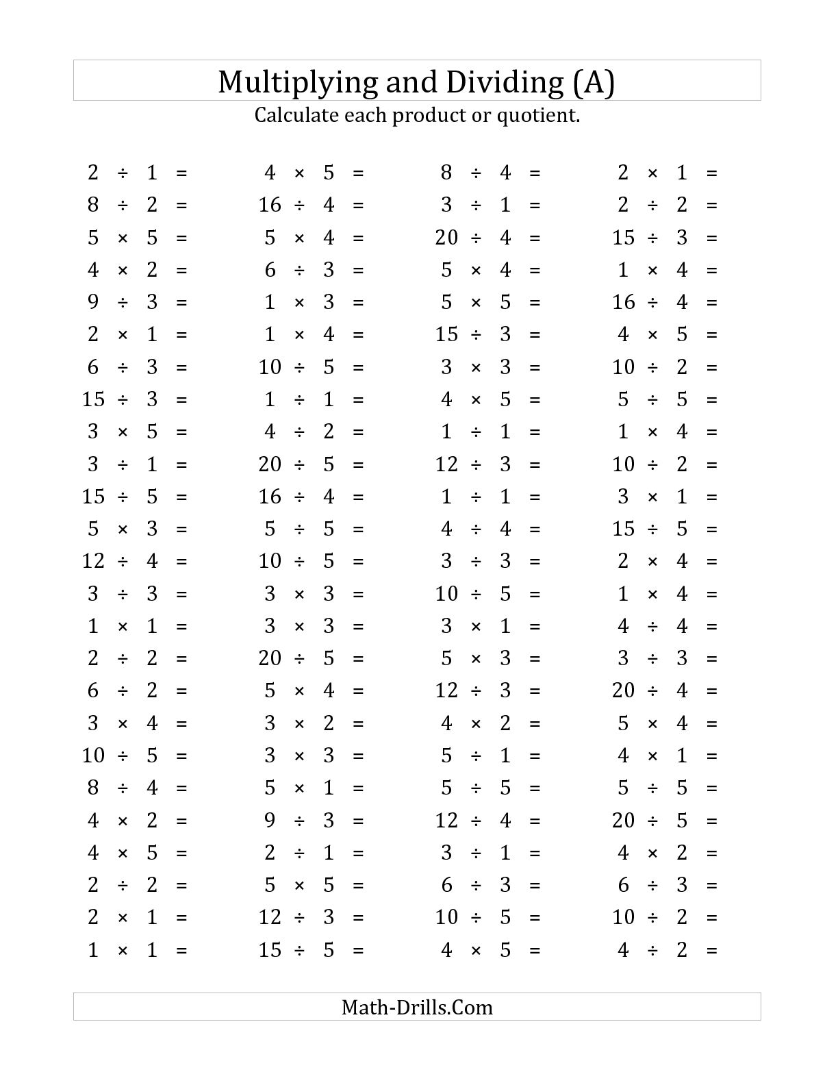 Multiplication Worksheets 100 Problems Image