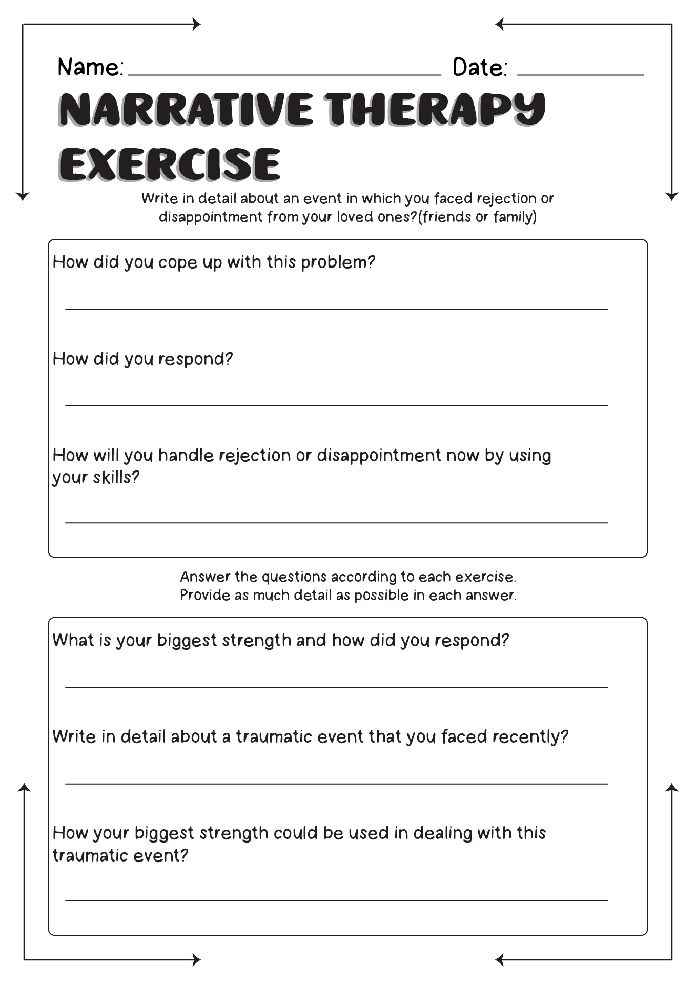 Narrative Therapy Exercise Worksheets