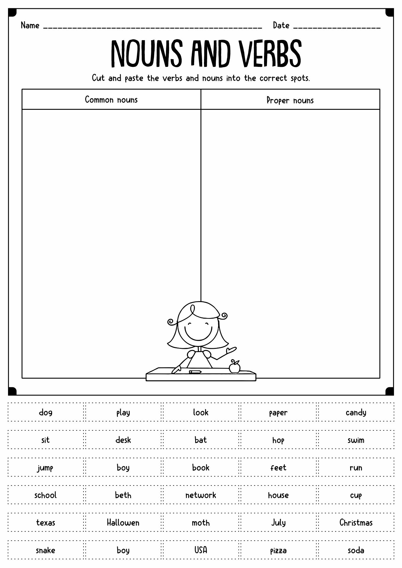 Nouns Cut and Paste Worksheets