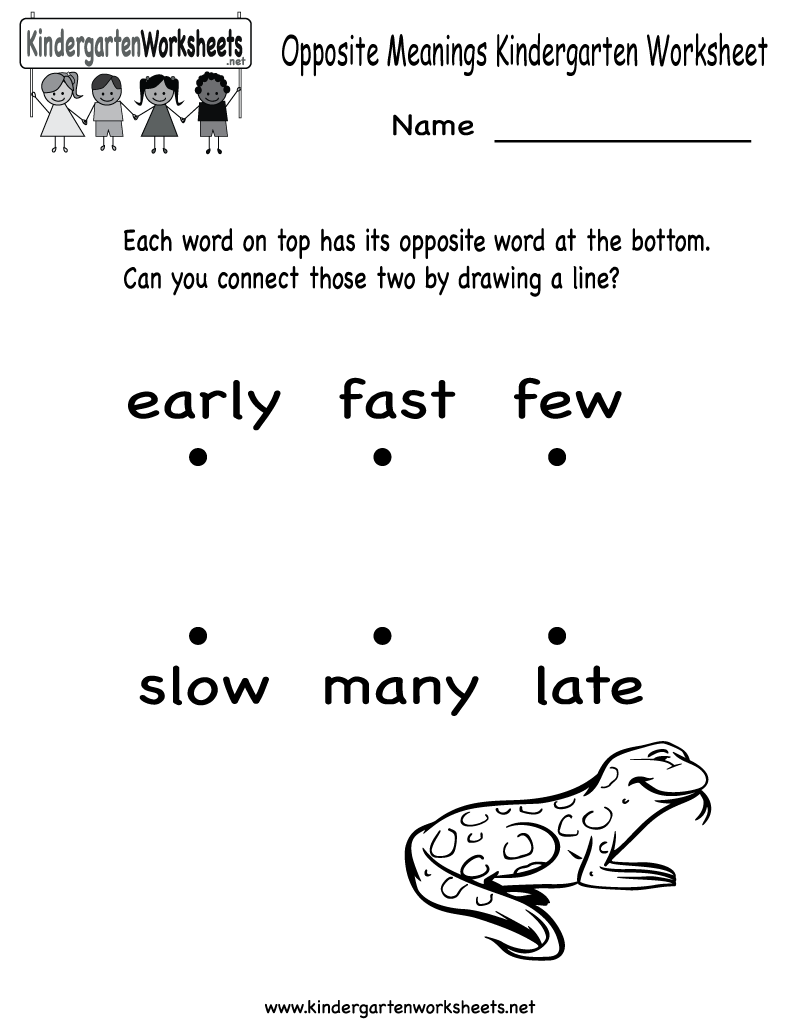 Opposites Kindergarten Worksheets