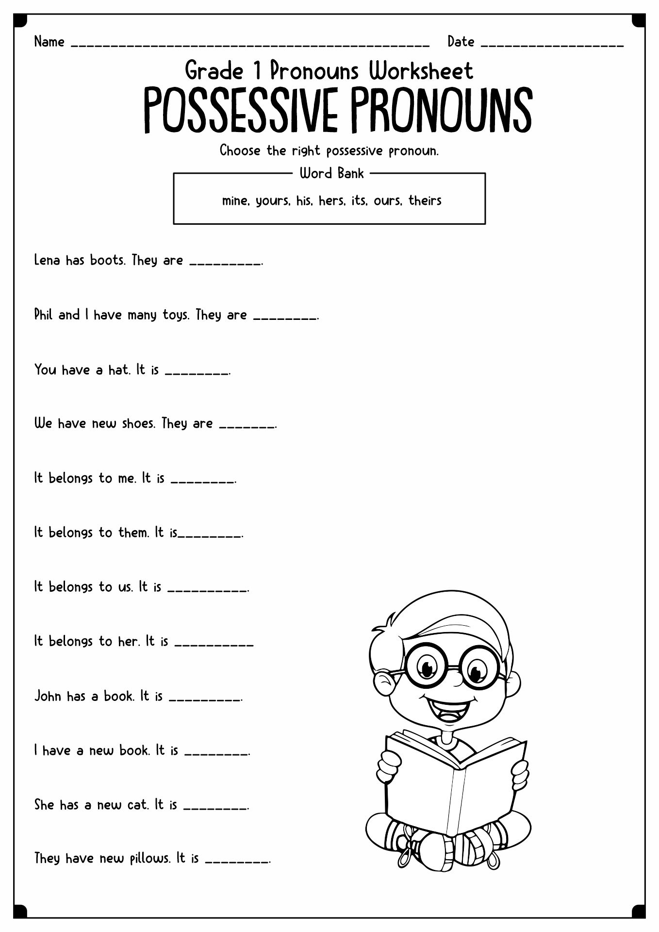 Personal Pronouns Worksheets 1st Grade