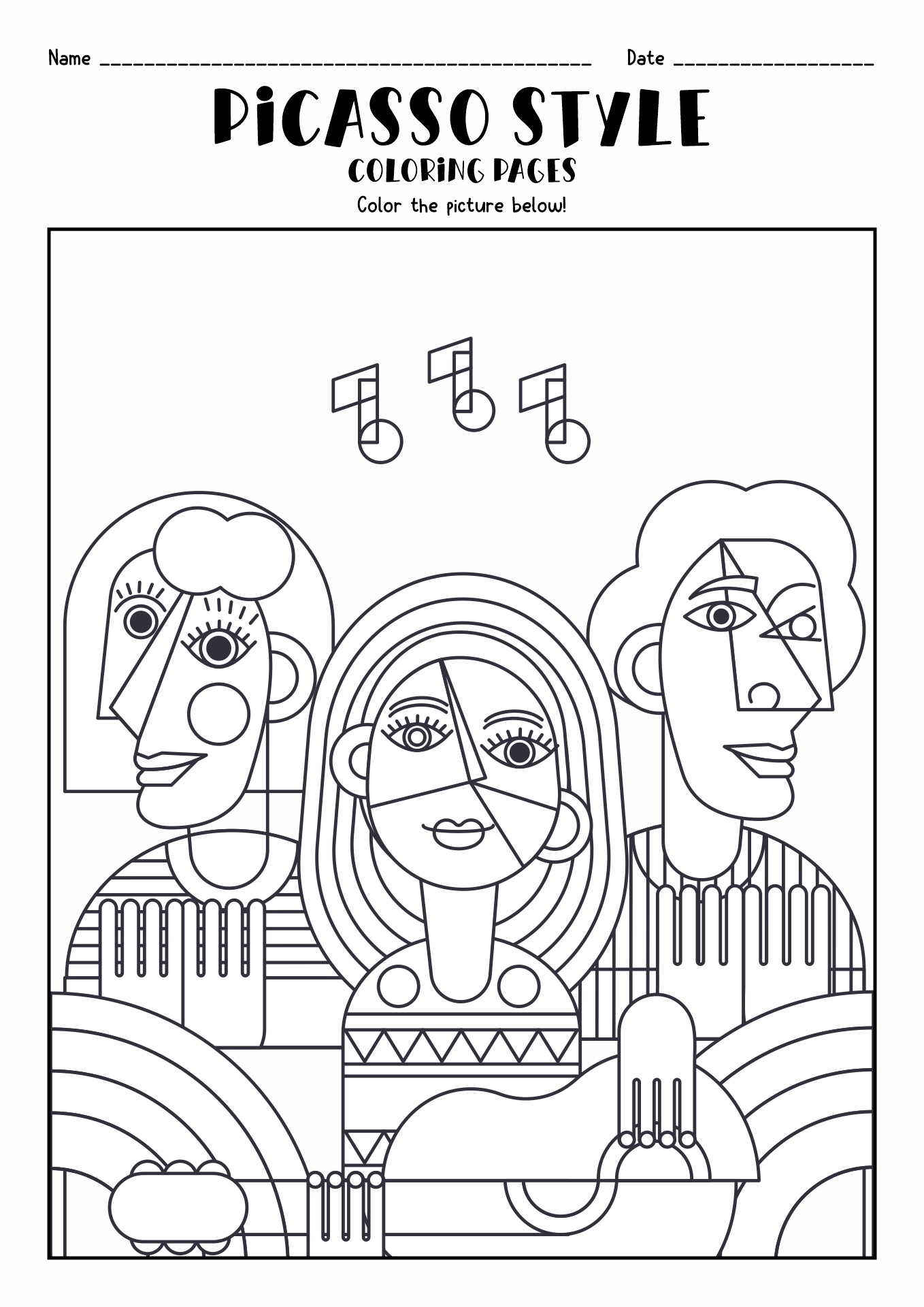 Picasso Faces Coloring Pages Image