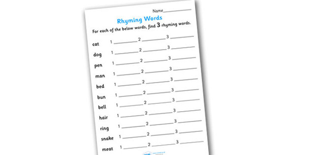Rhyming Words Worksheet Image