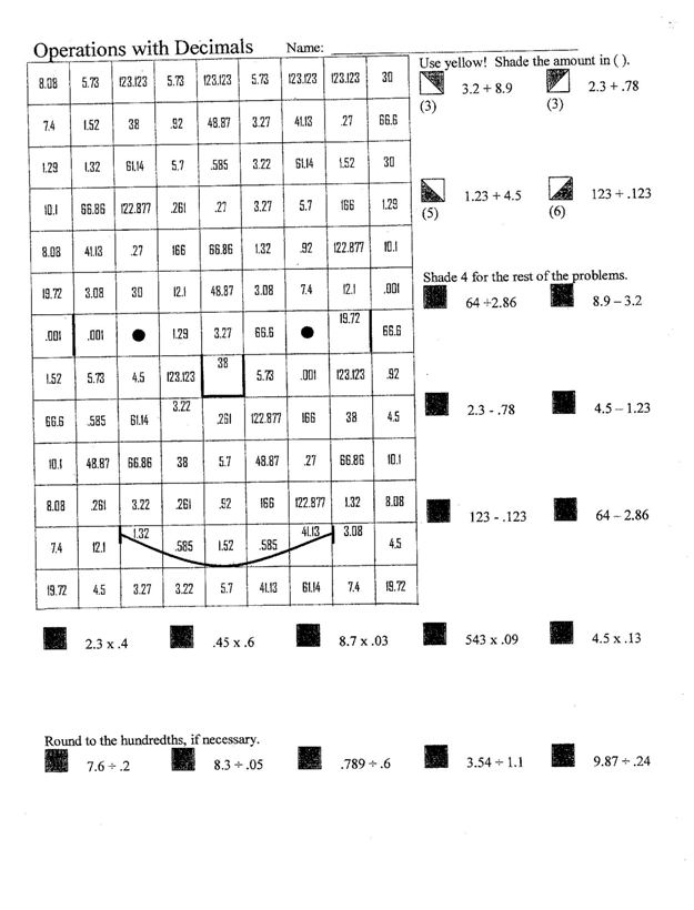 Search and Shade Math Worksheets Image