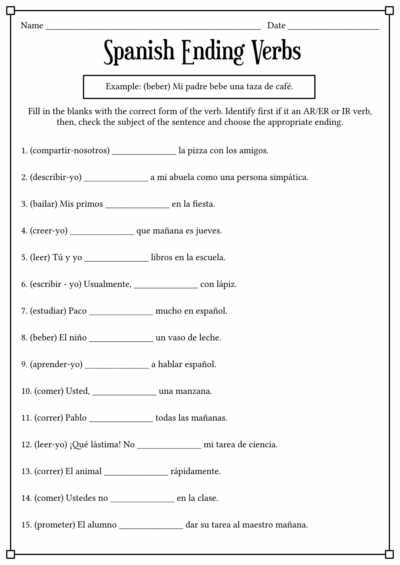 17 Spanish Conjugation Worksheets Printable Worksheeto