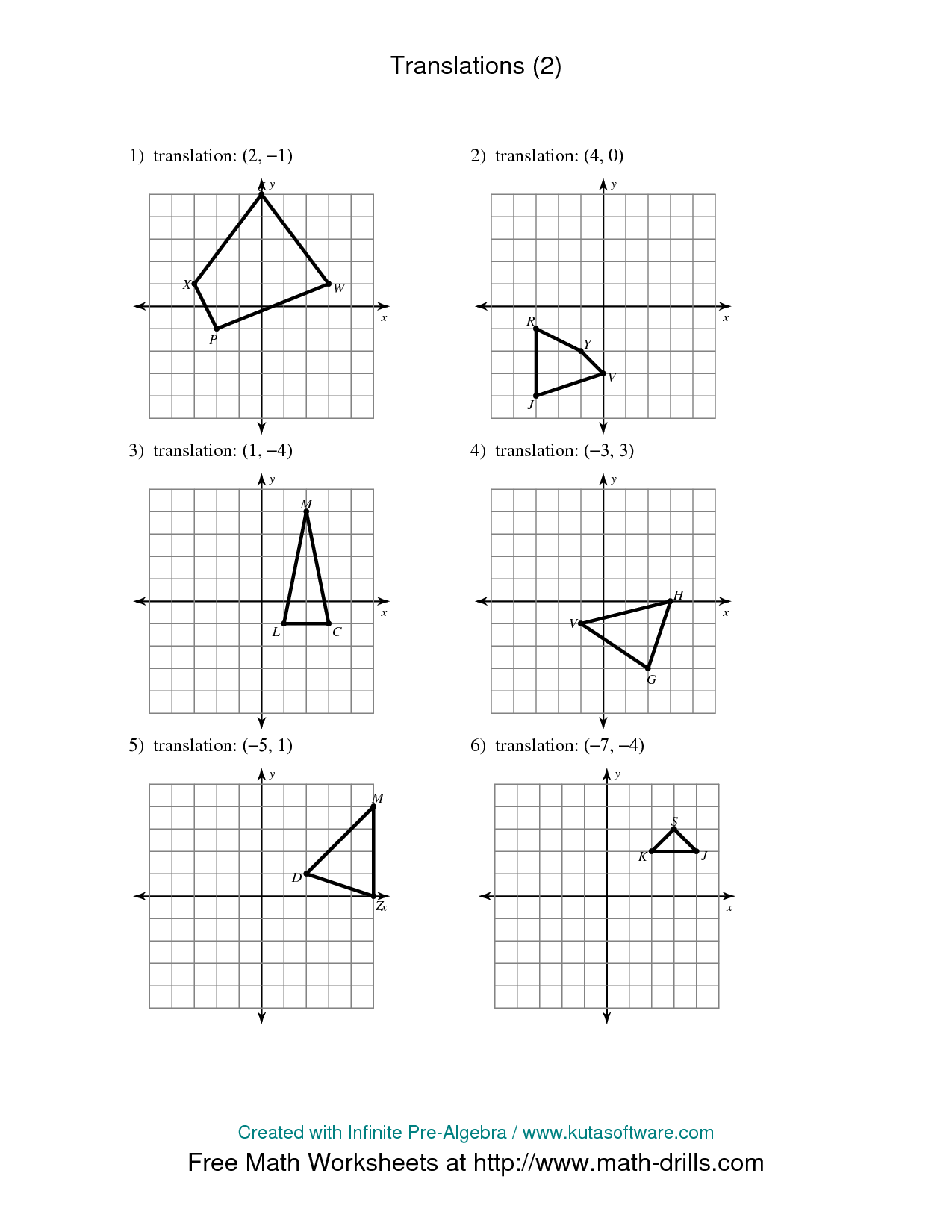 Translation Math Worksheets Image