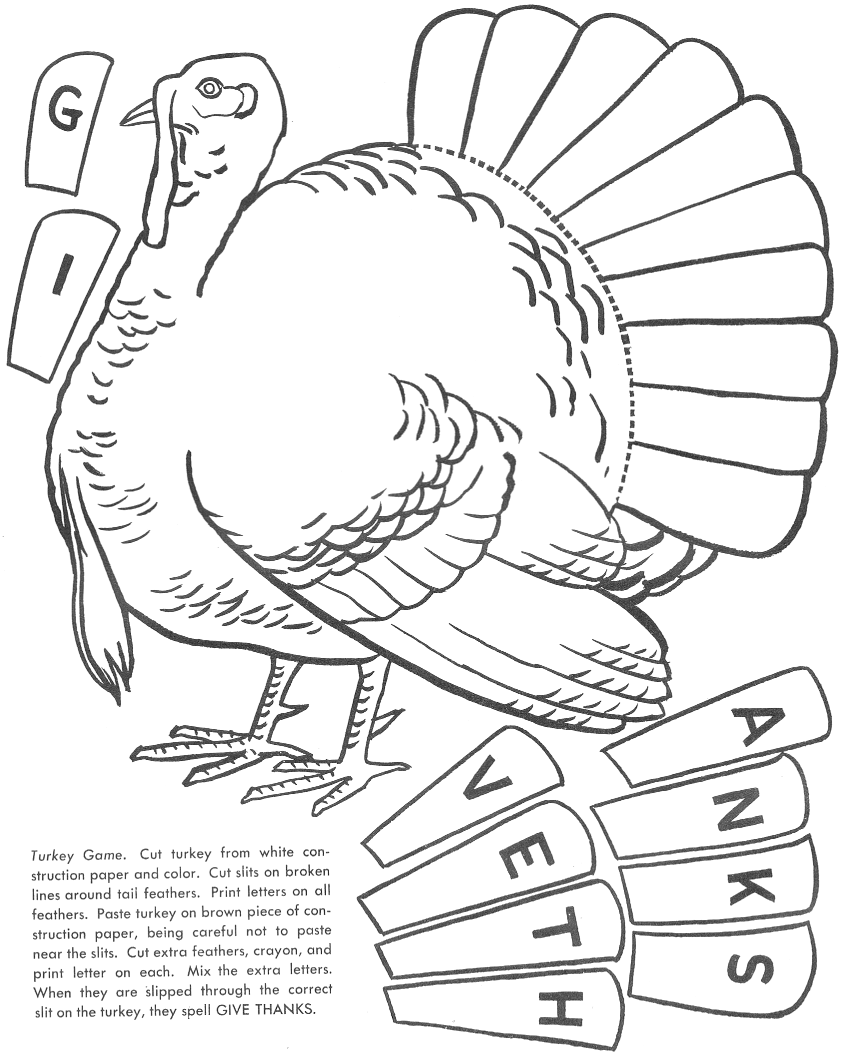 Turkey Cut Out Coloring Pages Image