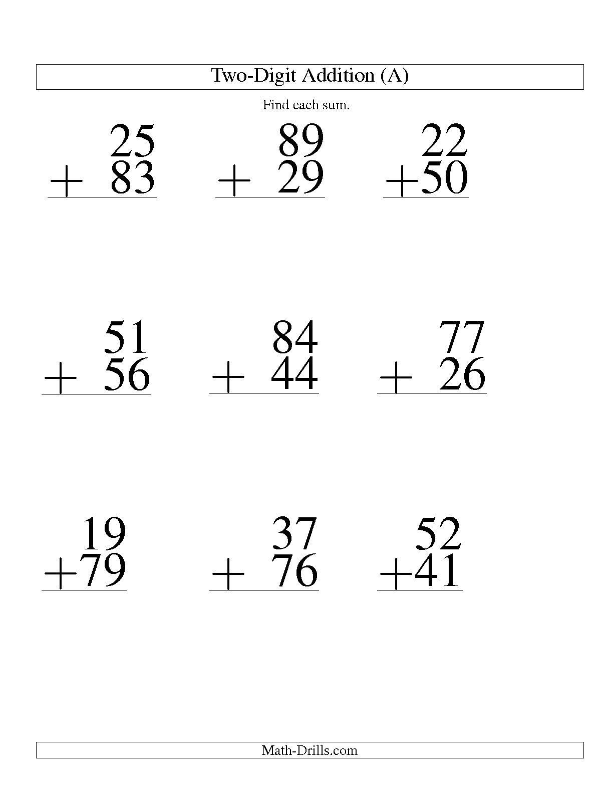 17 2 Digit Addition Without Regrouping Worksheets 2nd Grade 