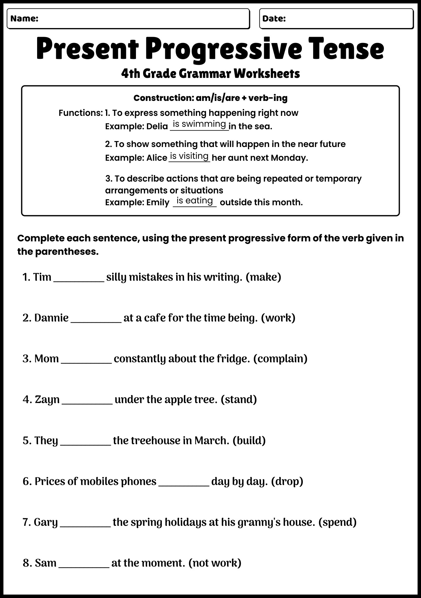 16 Best Images of 4 Grade Grammar Worksheet Identifying