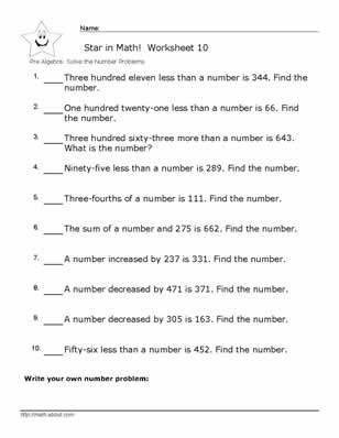 7th Grade Algebra Math Worksheets Printable Image
