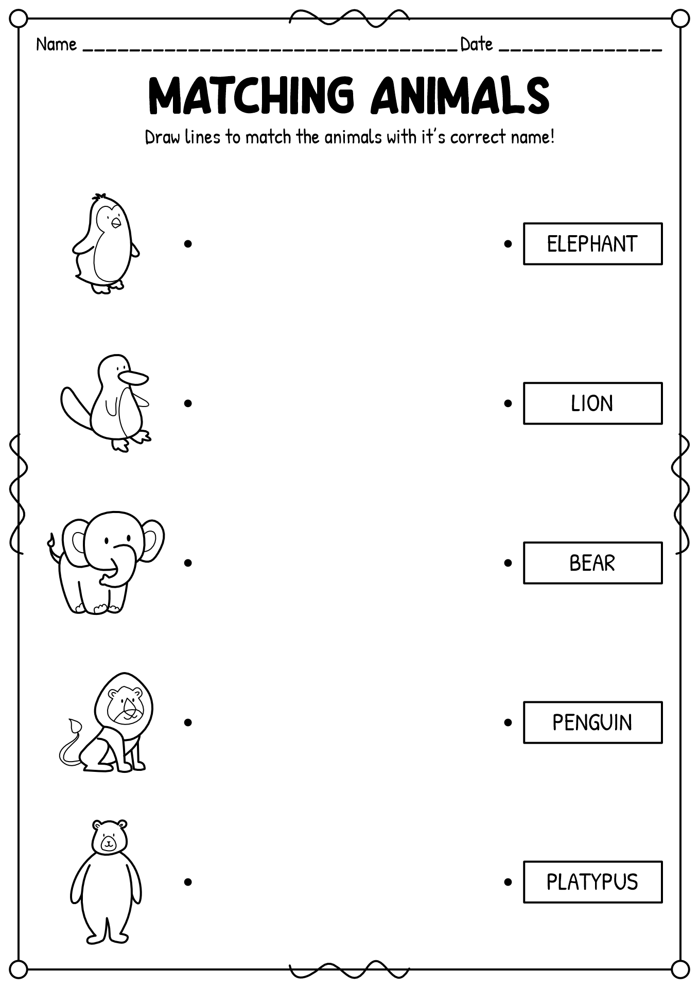 Animals and Preschool Worksheets