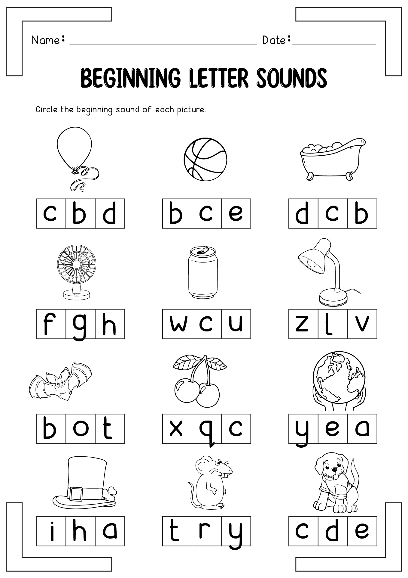 Beginning Letter Sounds Worksheets Kindergarten