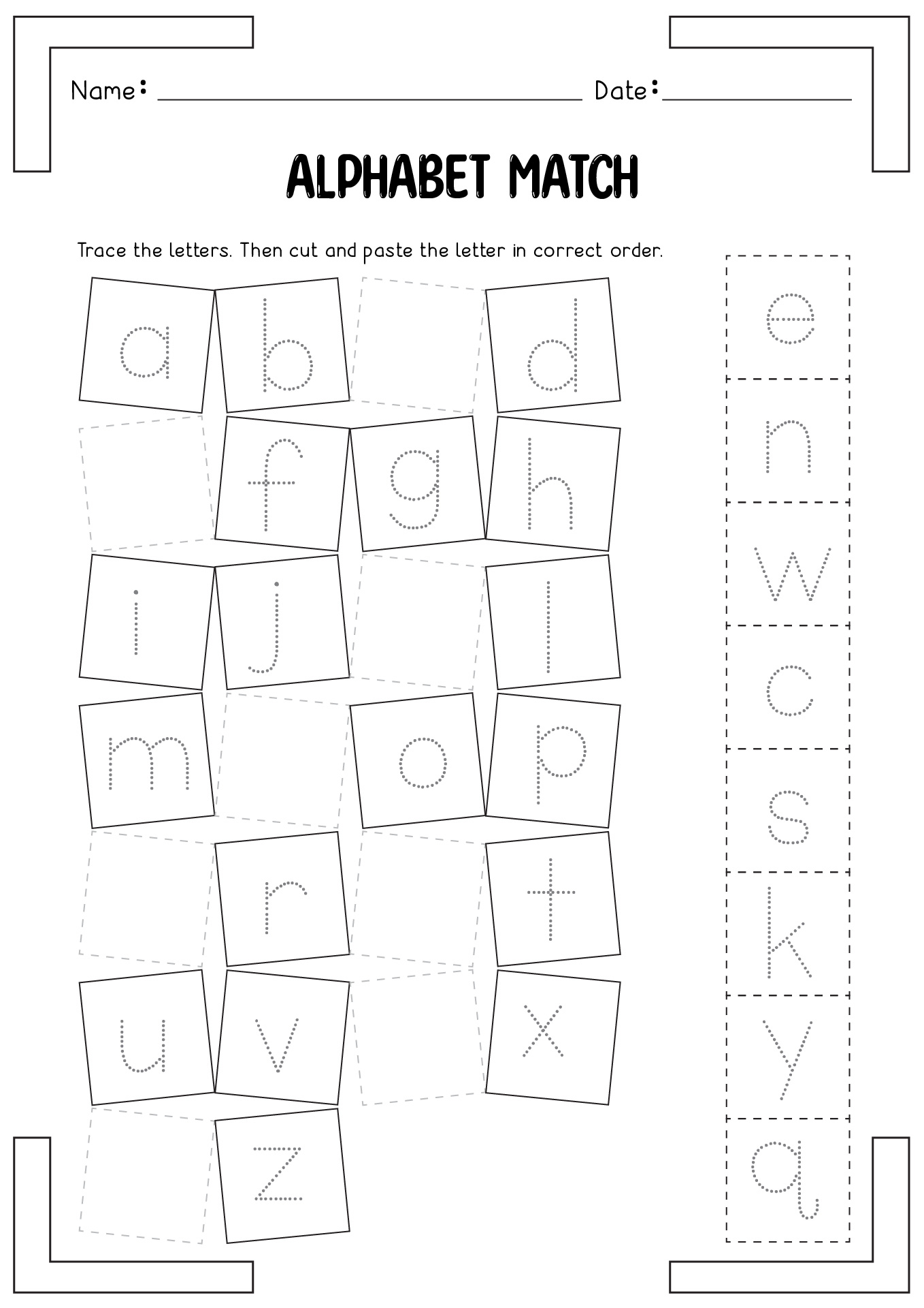 Cut and Paste Letter Worksheets