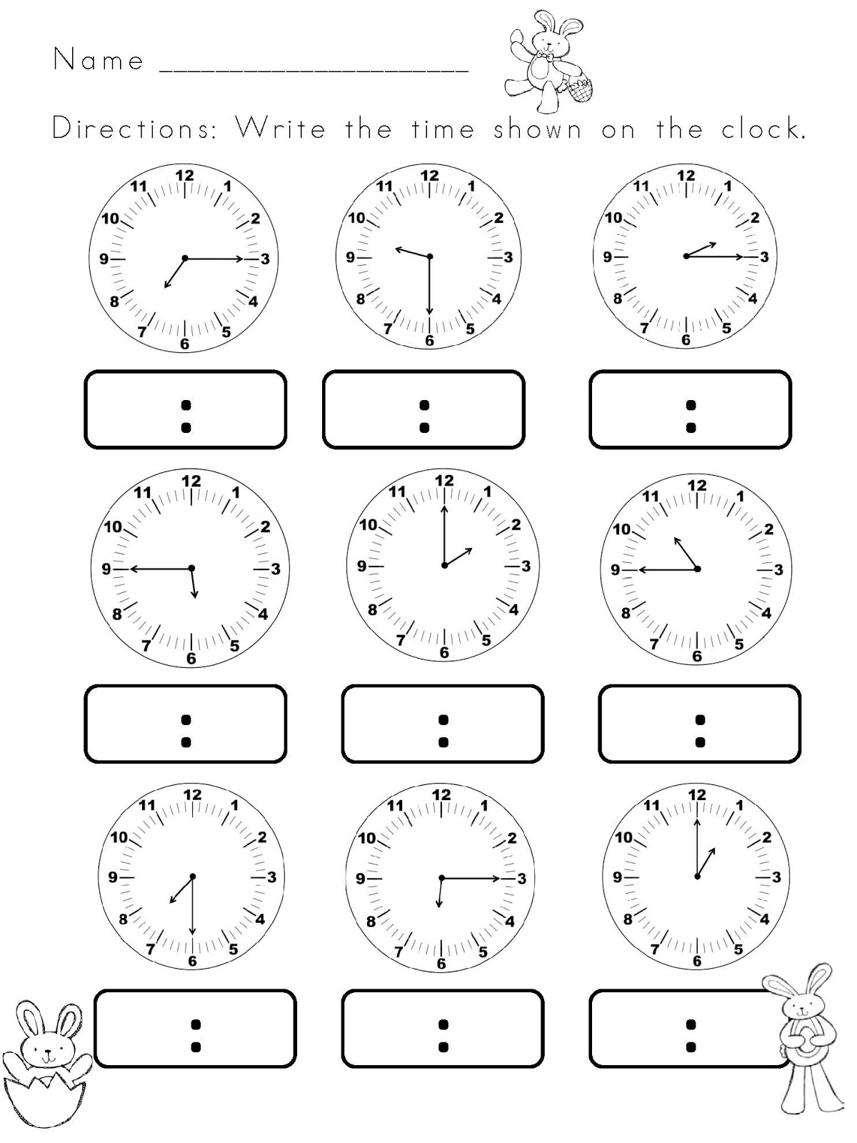 Free Printable Clock Worksheets For First Grade