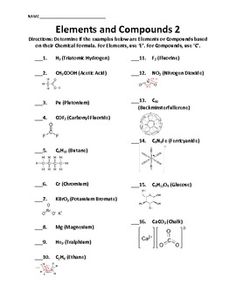 Elements and Compounds Worksheet 6th Grade Image