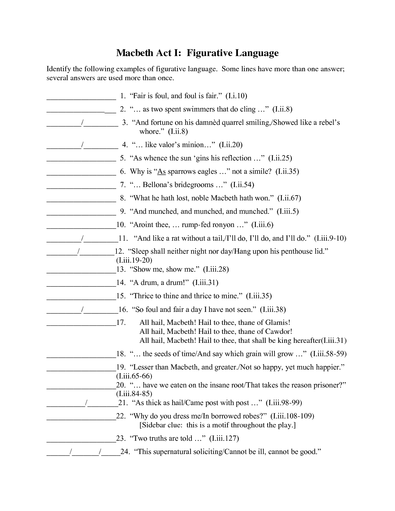 Figurative Language Worksheet Answers Image