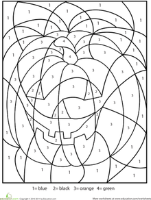 Free Halloween Color by Math Worksheets Image