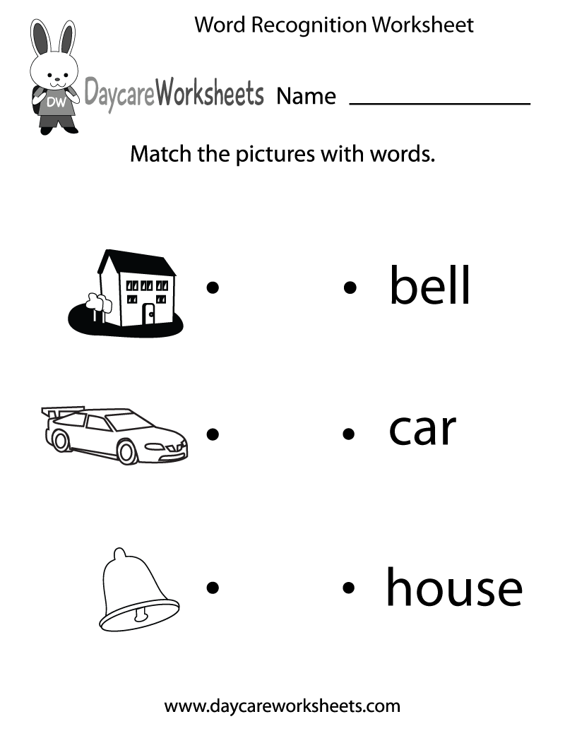 Free Printable Preschool Word Recognition Worksheets Image