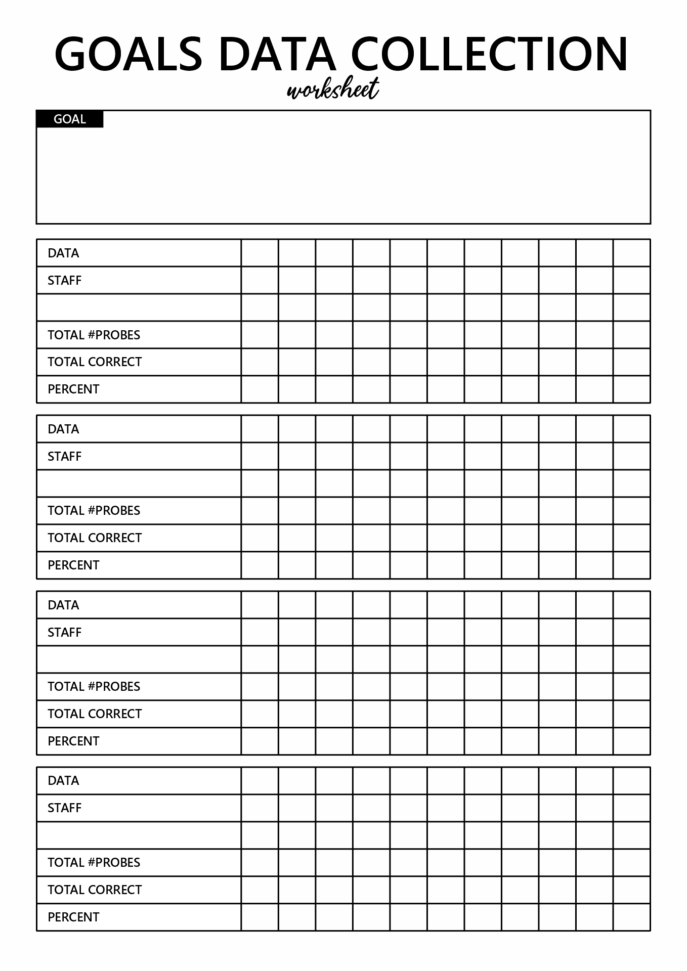 IEP Goals Data Collection Sheet Template