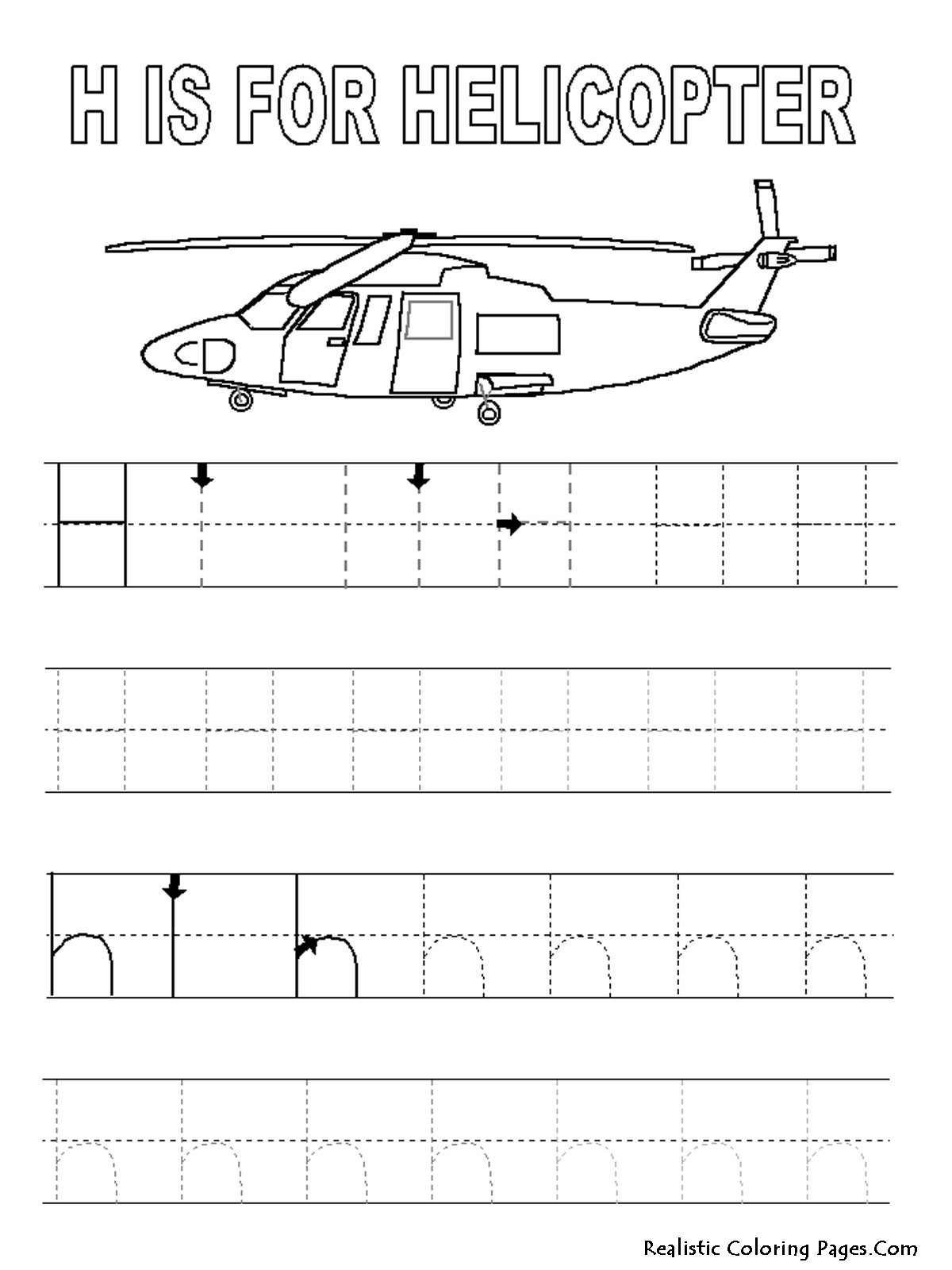 Letter H Tracing Page Image