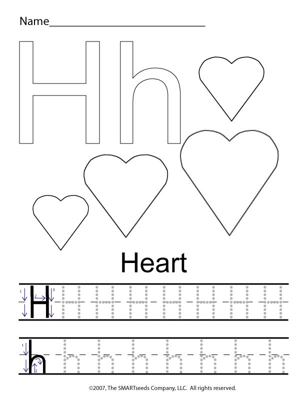 Letter H Writing Practice Image